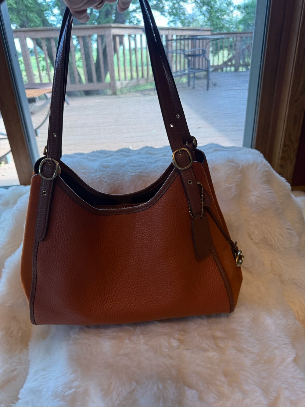 Coach Lori Bag Pebbled Leather Shoulder Bag in Cognac & Saddle Brown - Canyon - Picture 3 of 16